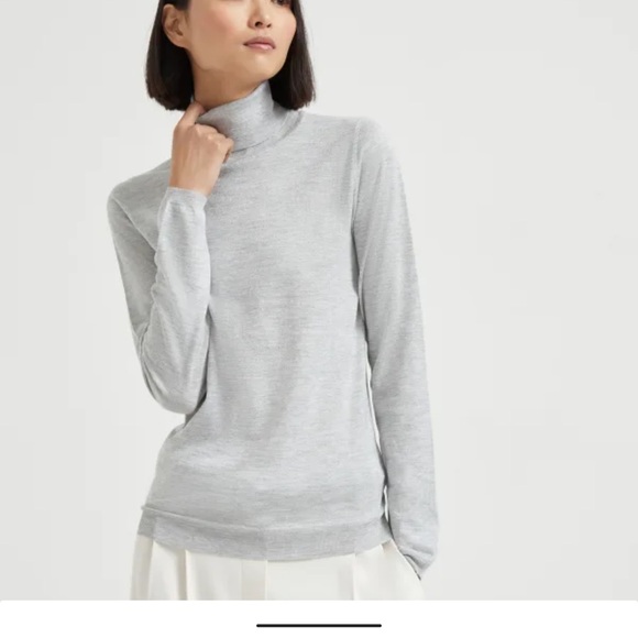 Brunello Cucinelli Sparkling Silk Lightweight Turtleneck Sweater, Size Medium - Picture 1 of 16